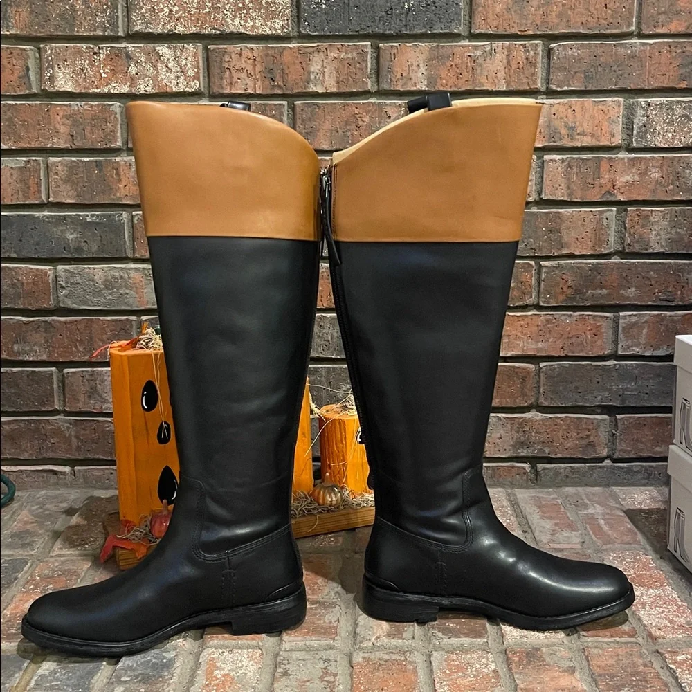 Franco Sarto Women's Black and Brown Riding Boots Sz 6